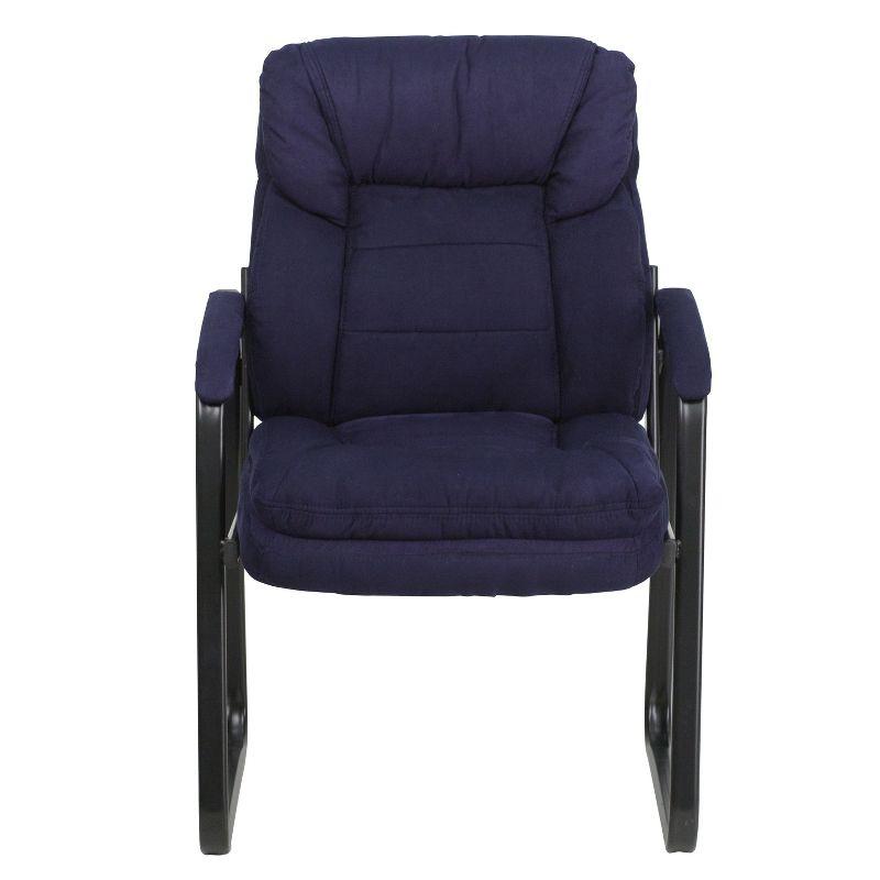 ErgoComfort Navy Microfiber Executive Side Chair with Metal Sled Base