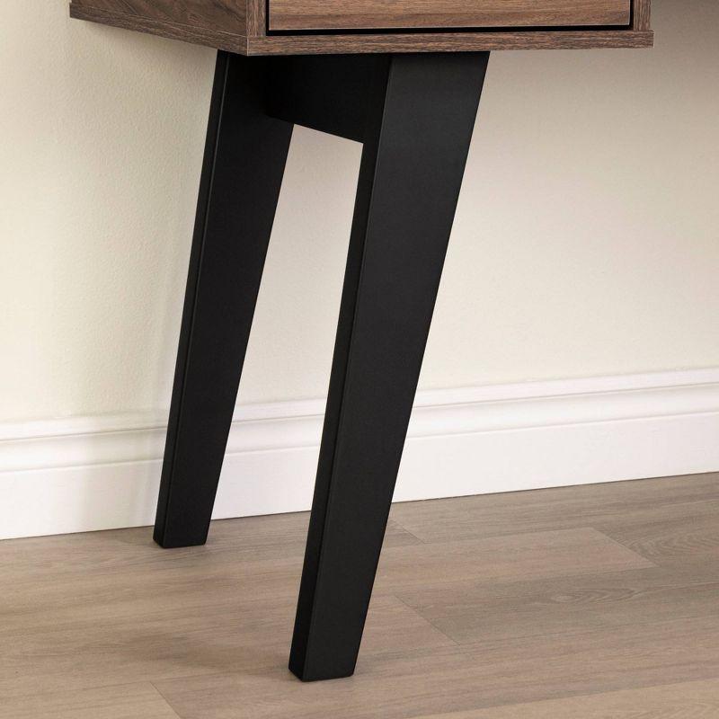 Helsy L-Shaped Desk with Power Bar and Removable Hutch Natural Walnut
