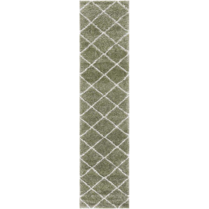 Tahoe Shag THO676 Power Loomed Runner Rug - Sage/White - 2'x9' - Safavieh.