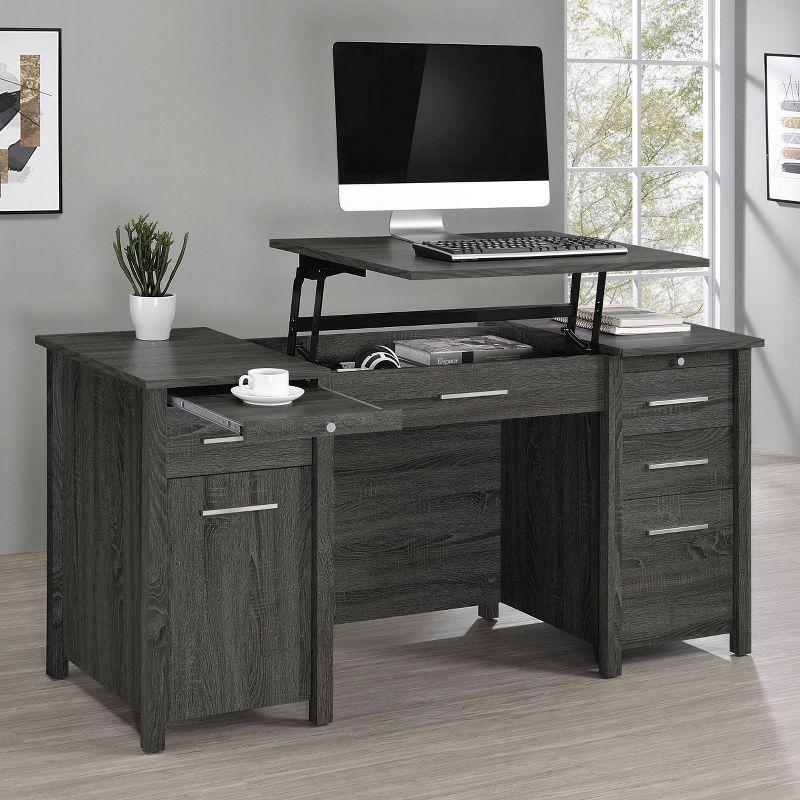 Dylan 4 Drawer Standing Office Desk with Cabinet - Coaster