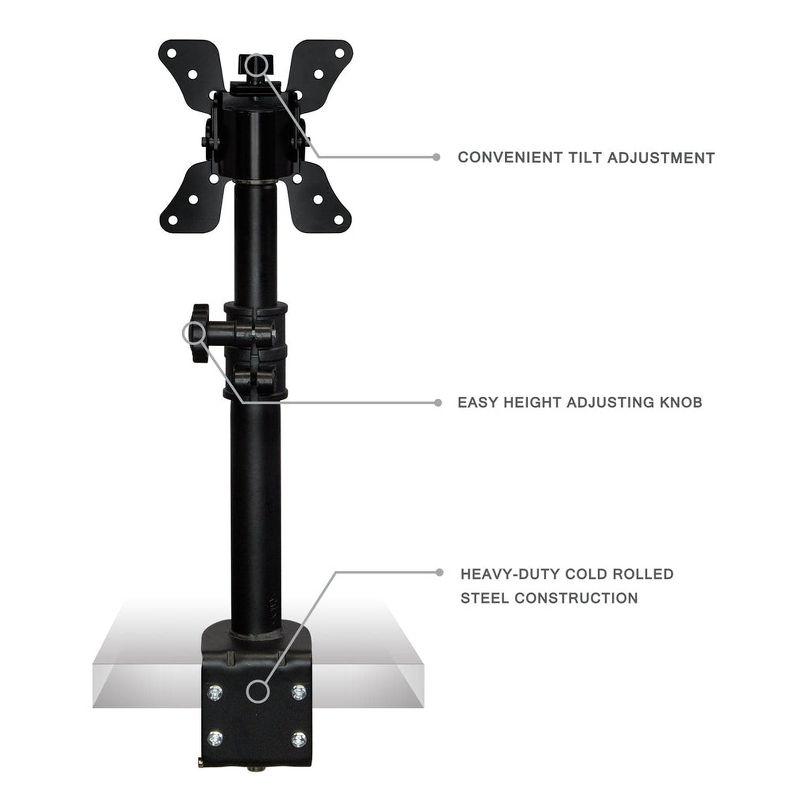 Mount-It! Single VESA Monitor Mount | Vertical Monitor Desk Stand | Telescoping Pole Height Adjustable | Fits 19 - 30 Inch Computer PC Screens