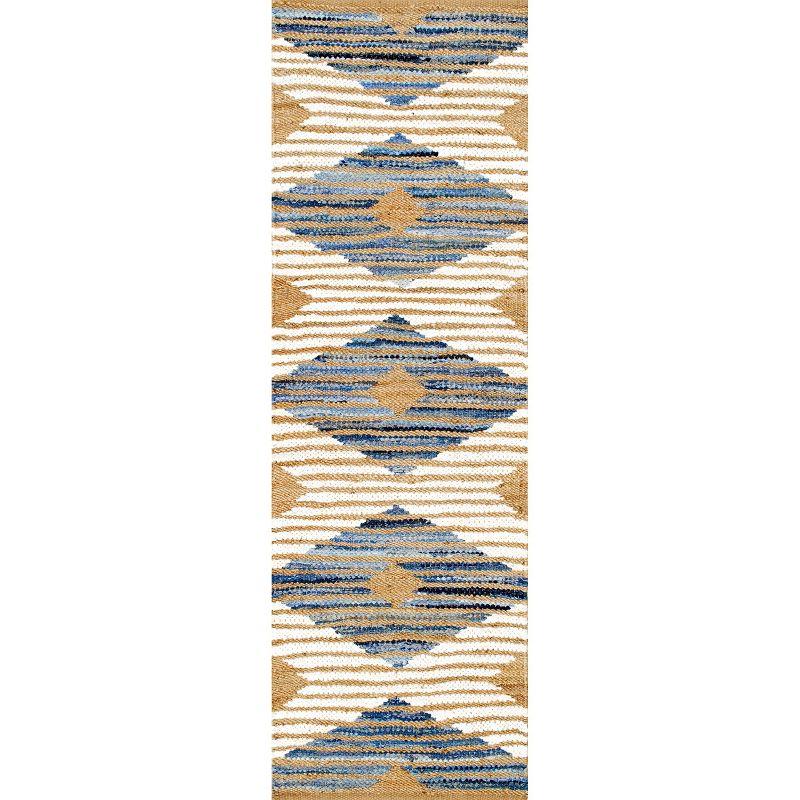 Nuloom Hand Braided Marla Denim And Jute Diamonds Area Rug