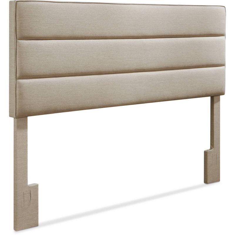 Beige Tufted Upholstered King Headboard with Wood Frame