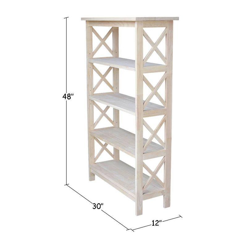 International Concepts 48" 4 Tier X-Sided Bookshelf: Hardwood Vertical Storage, Farmhouse Style, 30" Wide