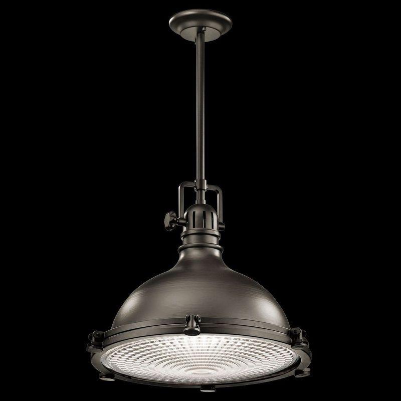 Transitional 23.75" Polished Nickel Dome Pendant with Copper Shade