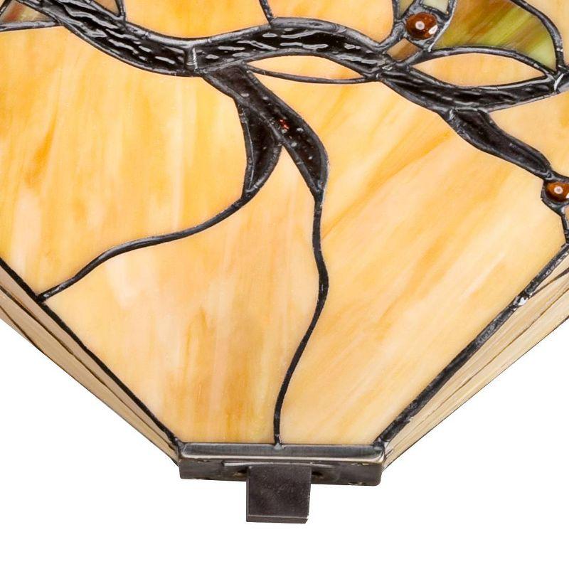 Robert Louis Tiffany Mission Rustic Ceiling Light Semi Flush Mount Fixture 14" Wide Bronze 2-Light Budding Branch Art Glass Shade for Bedroom Kitchen