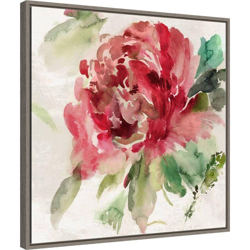 22" x 22" Fall Peony II by Asia Jensen Framed Canvas Wall Art Print - Amanti Art: Bohemian Style, Botanical Lithograph, Polystyrene Frame