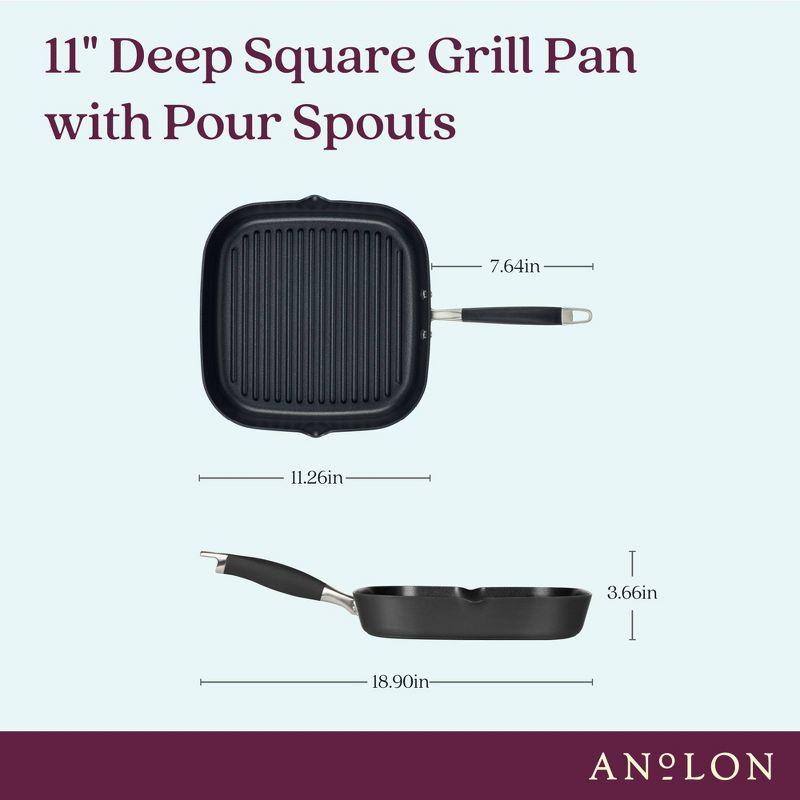 Anolon Anolon Advanced Home Hard Anodized Nonstick Deep Square Grill / Griddle Pan With Pour Spouts,11 Inch