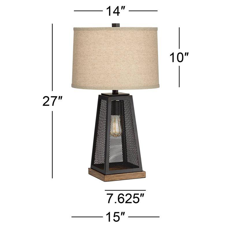 Edison Bronze Industrial Table Lamp with Burlap Shade