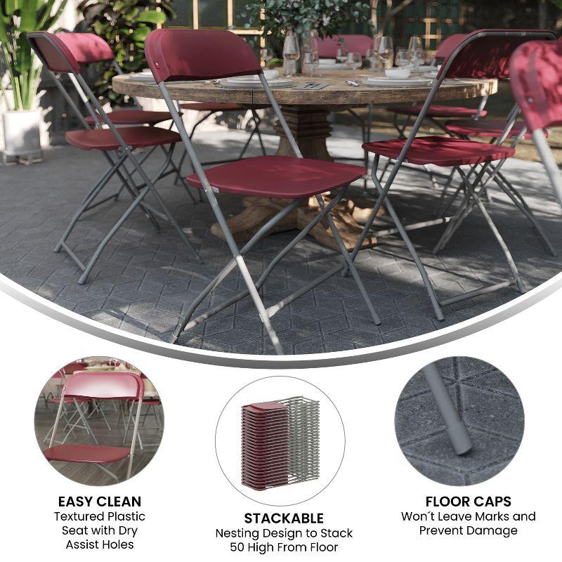 Emma and Oliver Folding Chair - Red Plastic - 4 Pack 650LB Weight Capacity - Event Chair