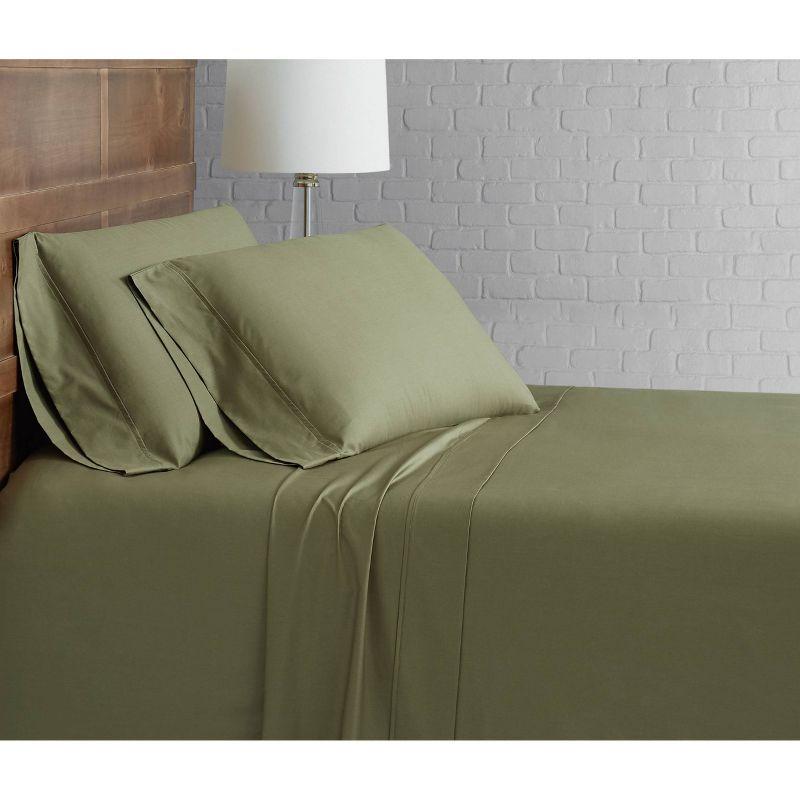 Twin Classic Cotton Solid Sheet Set Olive - Brooklyn Loom