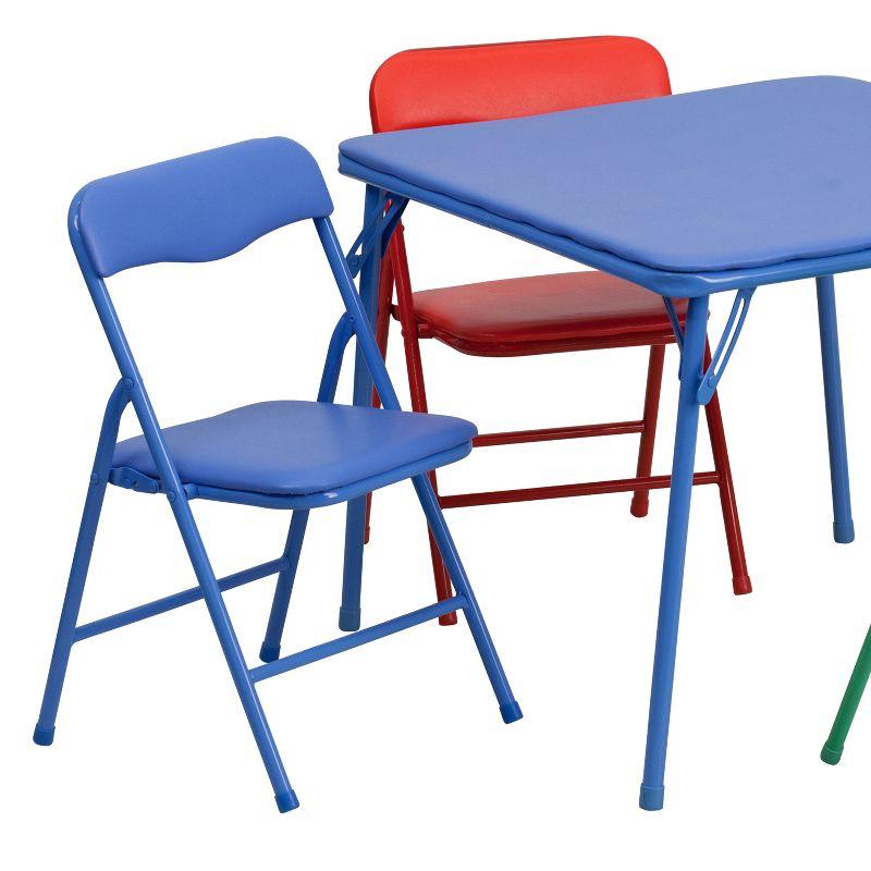 Emma and Oliver Kids 5 Piece Folding Table and Chair Set - Kids Activity Table Set