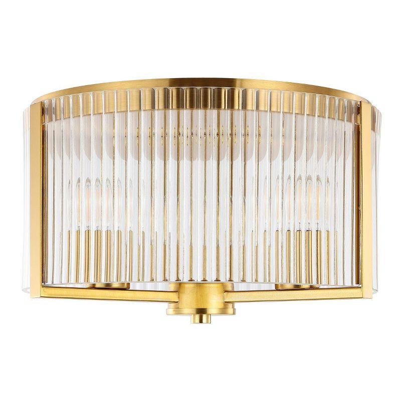 Jetra 12.5" Brass and Glass LED Flush Mount