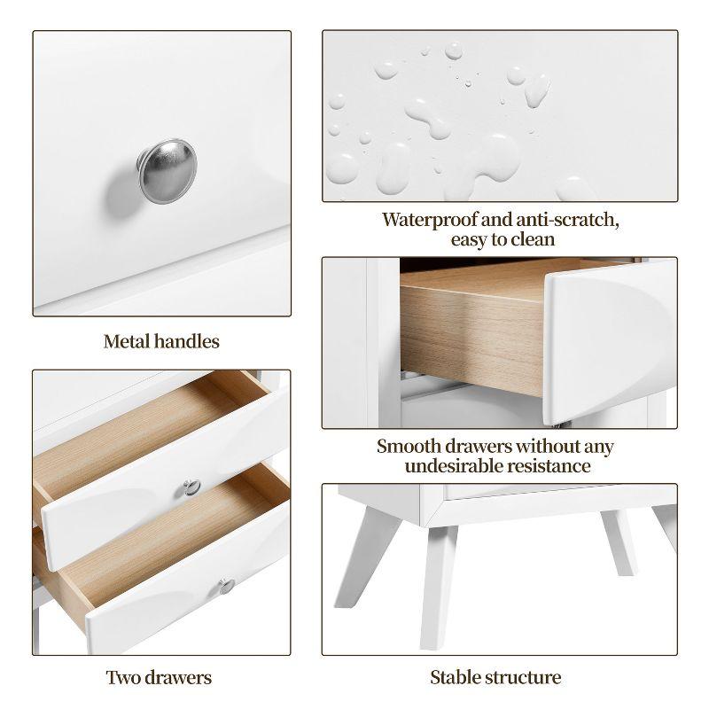 Yaheetech Modern Vintage 2-Drawer Nightstand End Table for Living Room, White