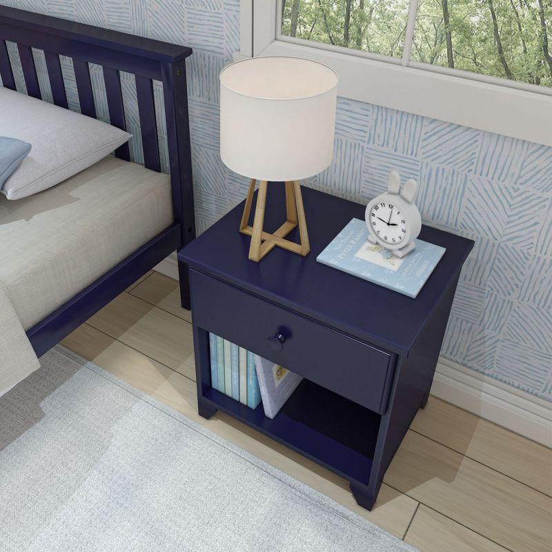 Max & Lily Classic Wood Nightstand with 1 Drawer, Kids Bedside Table/End Table, Small Nightstand for Bedroom, Blue