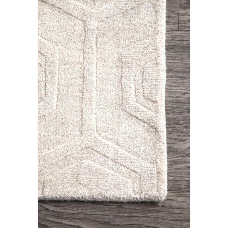 Nuloom Ambrose Geometric 2x8 Wool Runner Indoor Area Rug for Living Room Bedroom Dining Room Entryway Hallway Kitchen, Ivory