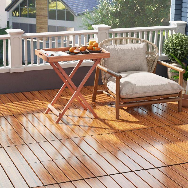 Costway 18/36 PCS Interlocking Deck Tiles Anti-slip Floor Tiles for Poolside All Weather Brown