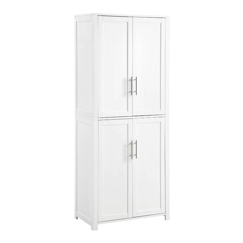 Savannah Tall Pantry White - Crosley: Shaker-Style Doors, 6 Adjustable Shelves, MDF Wood