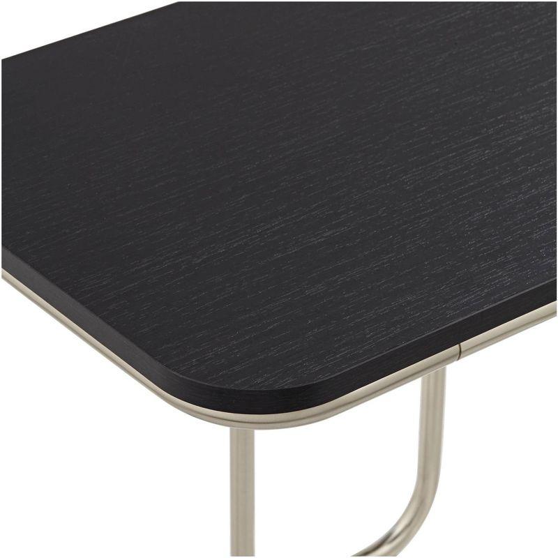 55 Downing Street Thornburg Modern Wood Metal Rectangular Accent Side End Table 20" x 15 1/2" Dark Oak Brushed Nickel Metal Legs for Living Room House