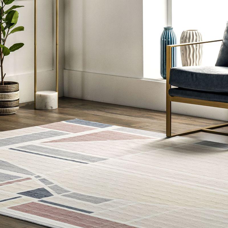 Nuloom Dannie Modern Geometric Pet Friendly Machine Washable Area Rug, 8' x 10', Light Beige