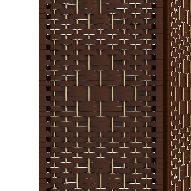 HOMCOM 3 Panel Room Divider, Folding Privacy Screen, 5.6' Room Separator, Wave Fiber Freestanding Partition Wall Divider, Brown