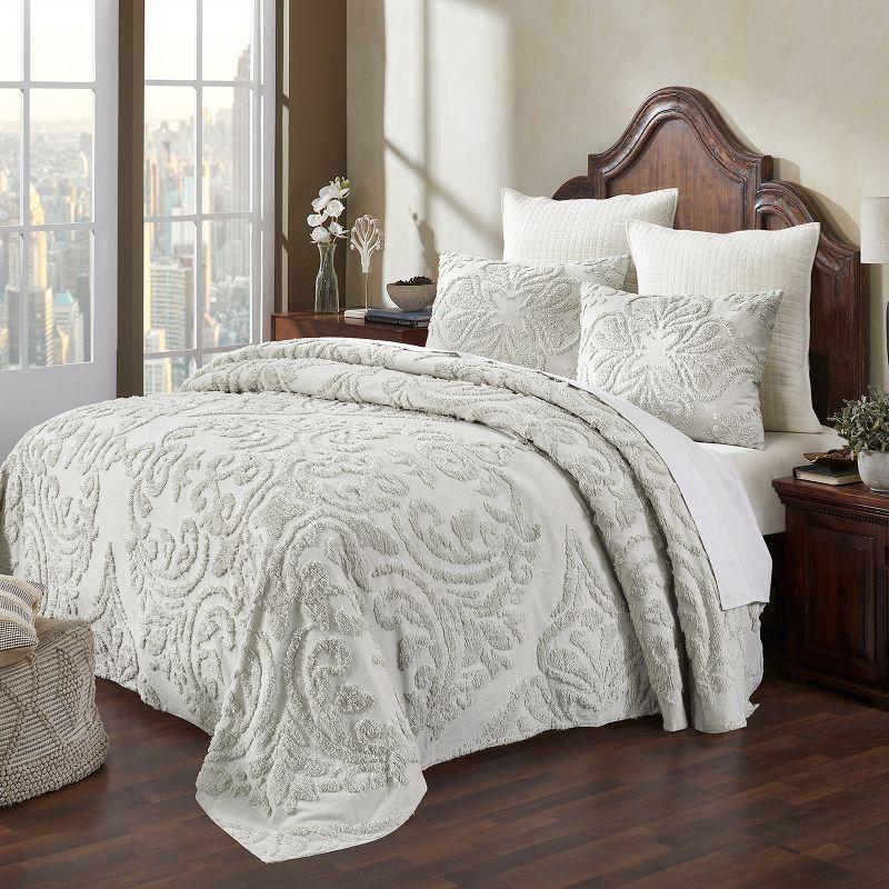 Better Trends Rylee 100% Cotton Premium Chenille Bedspread Set Soft & Breathable Floral Design Machine Washable, Luxurious All Season Comfort Bedding Set (Set of 3)