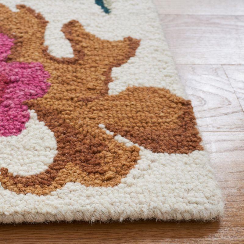 Handmade Ivory Floral Tufted Wool Square Rug - 6'