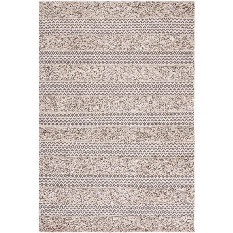 Handwoven Gray Cotton 4' x 6' Beach House Style Area Rug