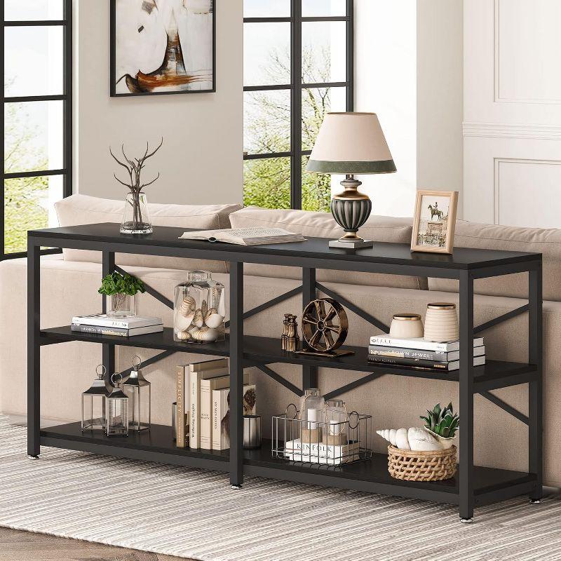Tribesigns 55 Inches 3 Tiers TV Stand Console Long Sofa Table, Black