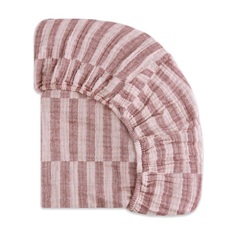 babyletto Maroon Stripe Muslin Crib Sheet