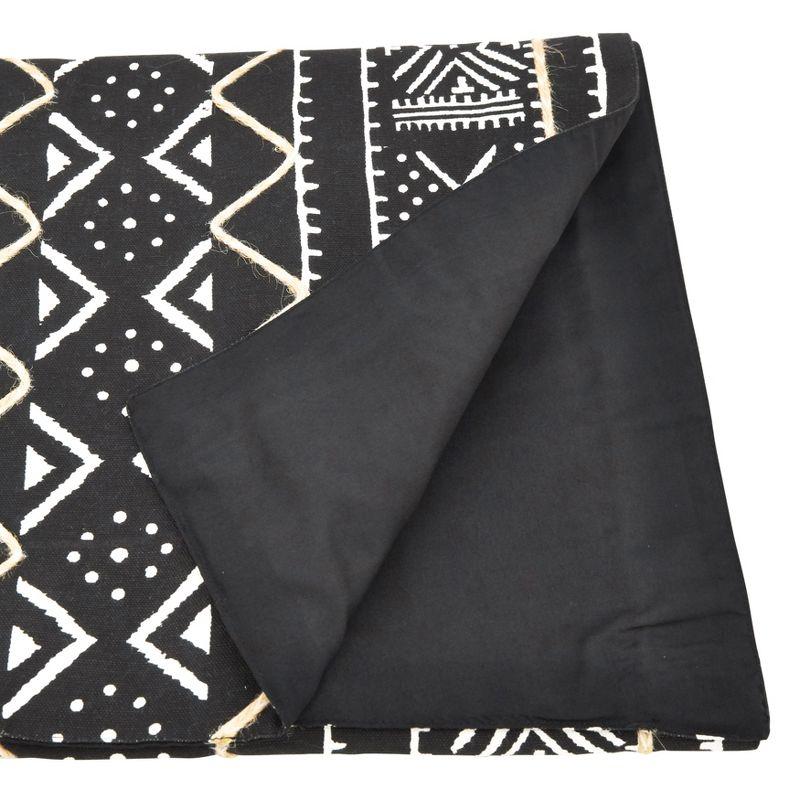 Black Cotton Mud Cloth Design Table Runner