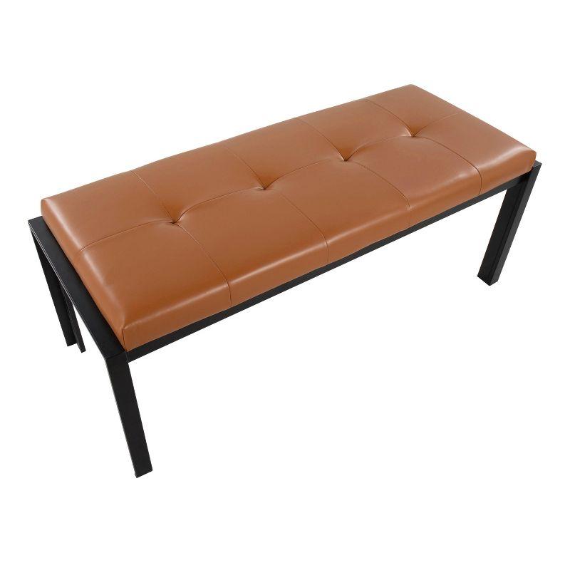 46" Fuji PU Leather/Metal Bench Black/Camel - LumiSource: Upholstered Rectangle, Padded Seat, 500lb Capacity