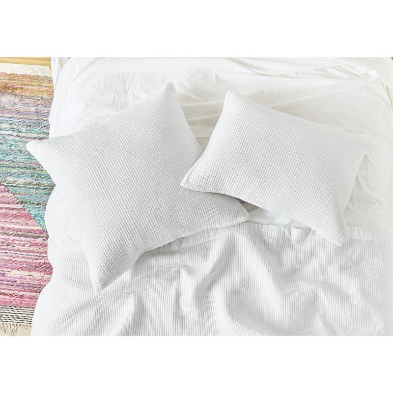 Bennett White Cotton Standard Sham with Woven Texture