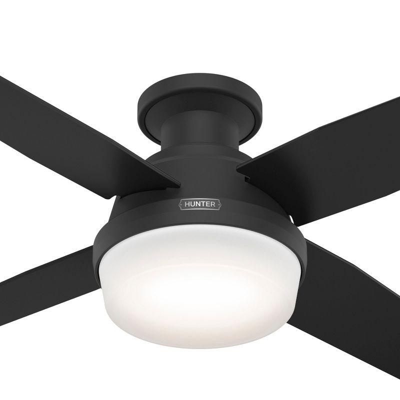 Dempsey Low Profile 44" 4 - Blade Indoor Flush Mount Small Room Ceiling Fan with Lights and Remote
