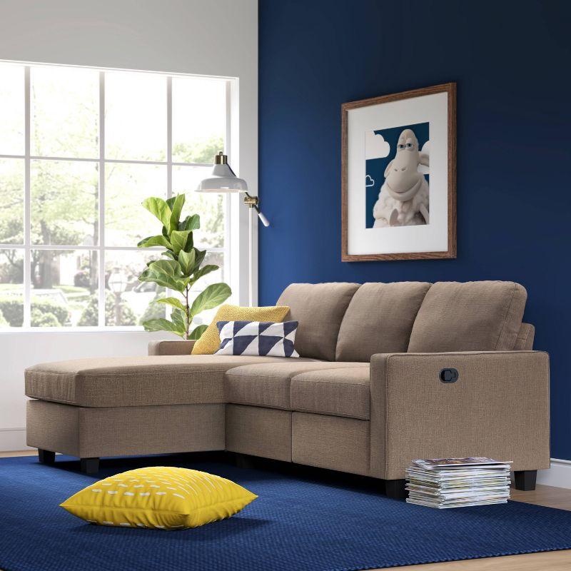 Oatmeal Polyester 3-Seater Sleeper Sectional with Inner-Spring and Storage