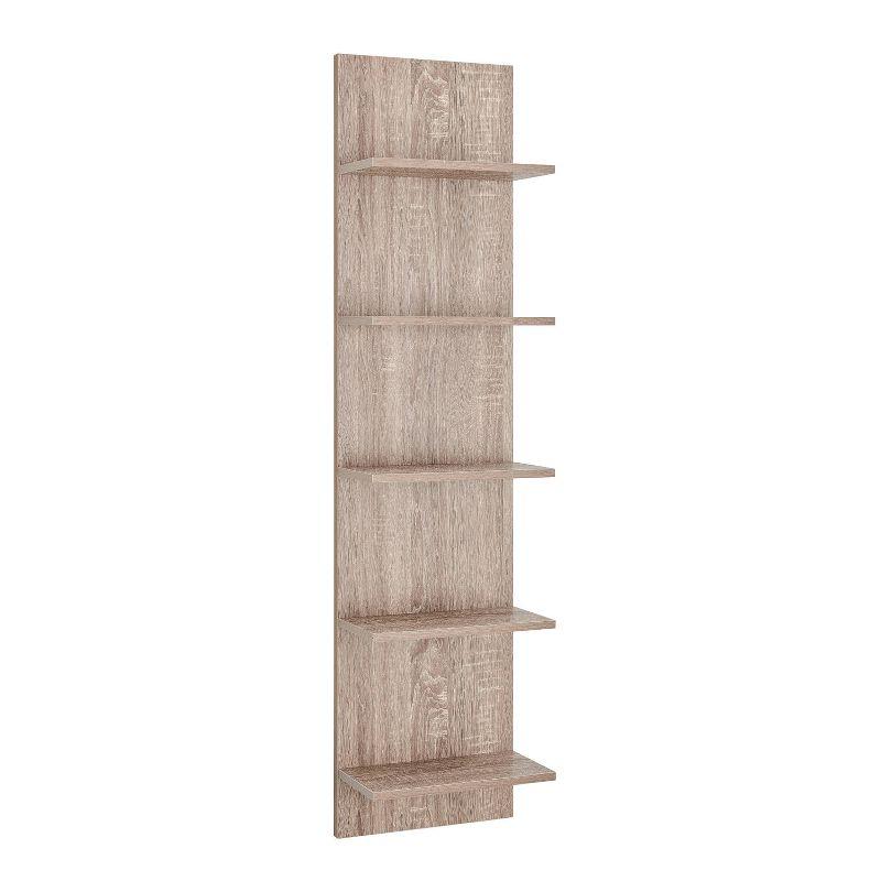 Weathered Oak Modern 51'' Floating Wall Shelf with 5 Tiers