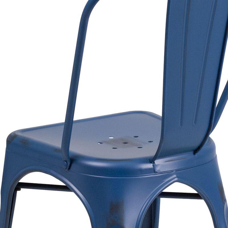 Antique Blue Metal Indoor-Outdoor Stackable Side Chair