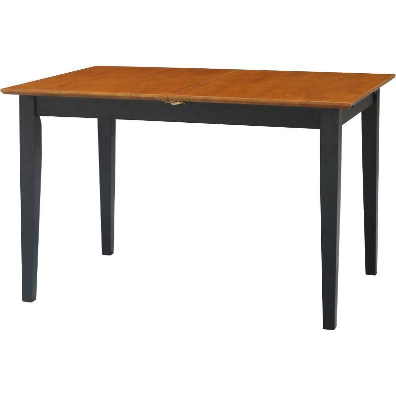 Transitional Black/Cherry Solid Wood Extendable Dining Table