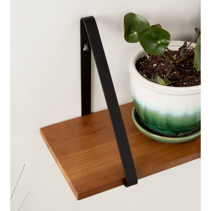 Kate & Laurel All Things Decor 27" x 8.3" 2pc Solomon Wooden Shelf Set Brown/Black: Metal Frame, No Assembly Required