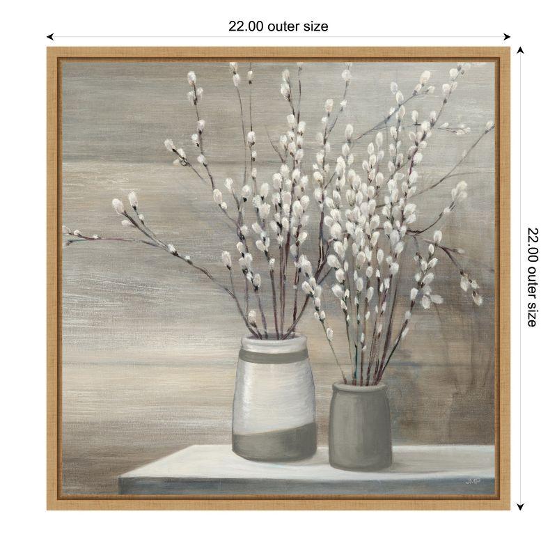 Amanti Art Willow Still Life Gray Pots Crop by Julia Purinton Framed Canvas Wall Art