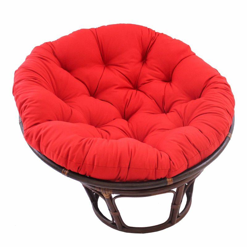 Bohemian Walnut Finish Rattan Papasan Chair with Comfy Twill Cushion