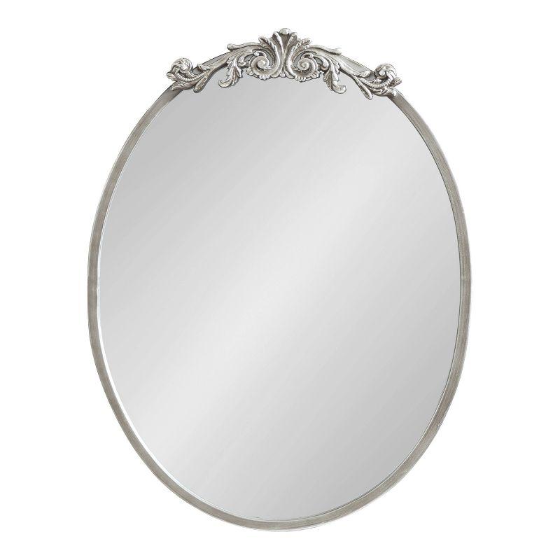 Kate & Laurel All Things Decor 18"x24" Arendahl Traditional Vertical Oval Wall Mirror Silver: No Assembly, Metal Frame, Wall Mounted