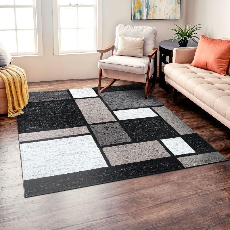 World Rug Gallery Contemporary Modern Boxed Color Block Area Rug