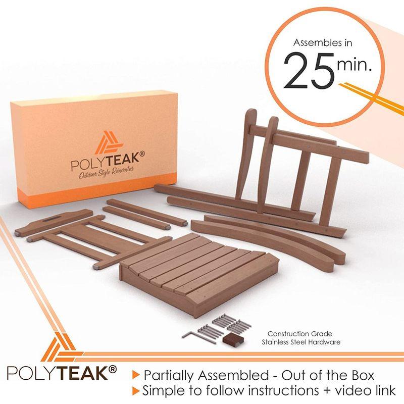 PolyTEAK Porch Rockers Collection Poly Lumber Wood Alternative All Weather Modern Outdoor Rocking Chair for Patios, Porches, and Pool Side, Brown