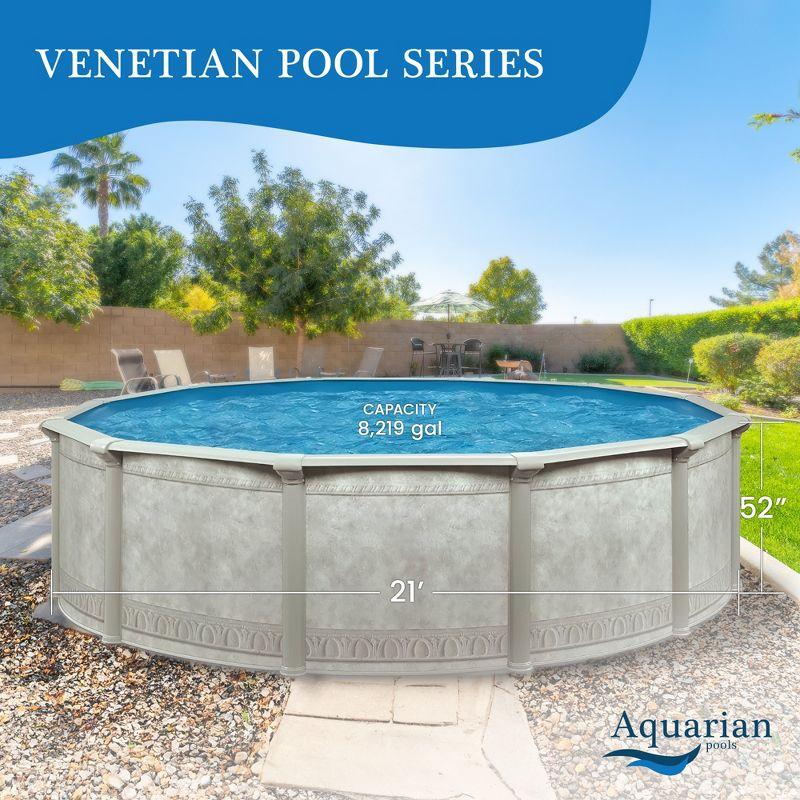Aquarian Pools Khaki Venetian 21 Foot by 52 Inch Round Steel Outdoor Backyard Above Ground Family Swimming Pool with Skimmer and Liner Not Included