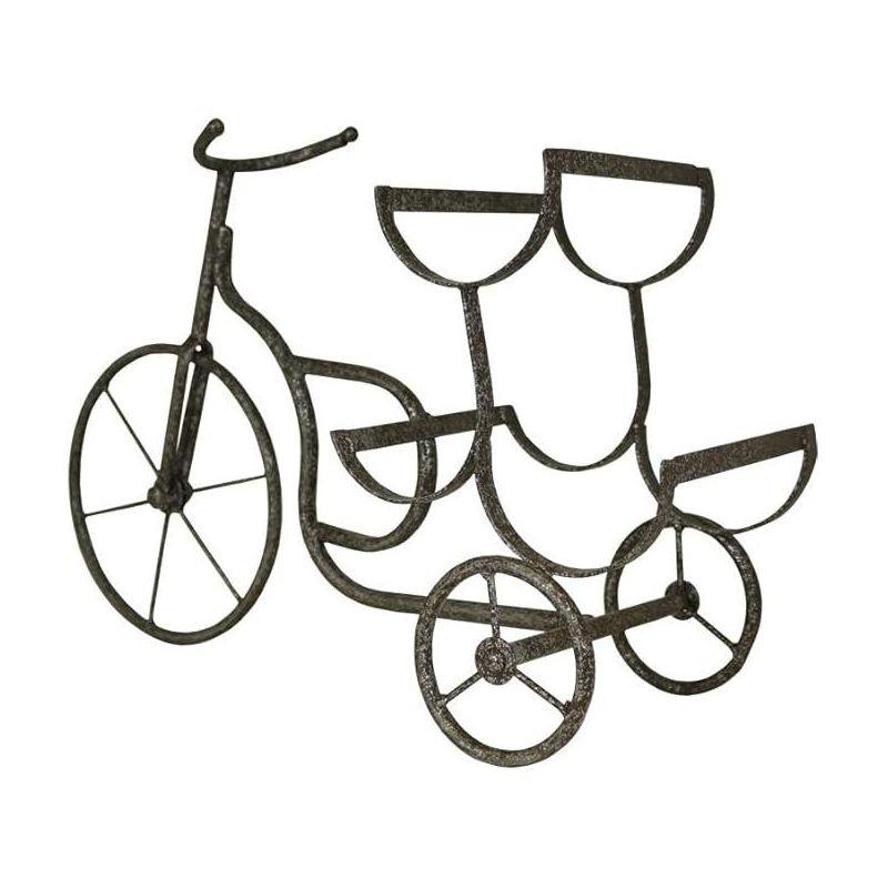 LIVEVIE Classic Vintage Bike Delivery Style Wine Rack Freestanding Wine Holder for 3 Bottles - Countertop Tabletop Wine Organizer