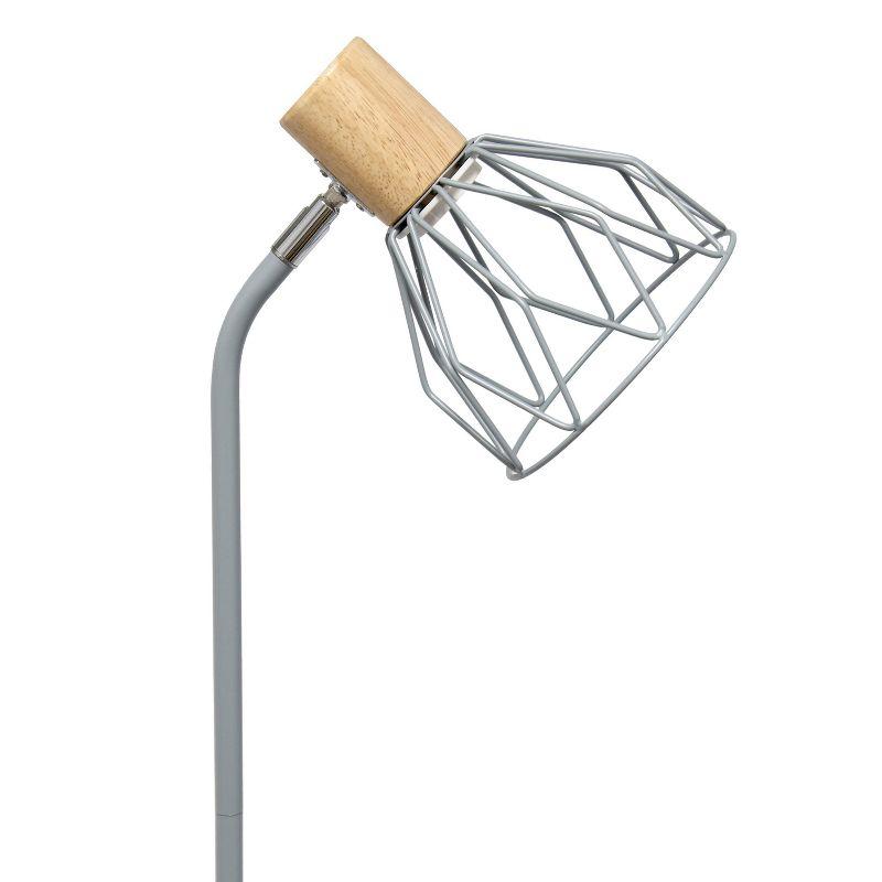 Simple Designs 55.91" Industrial Farmhouse Fusion Adjustable Cage Wire Accent Floor Lamp Gray