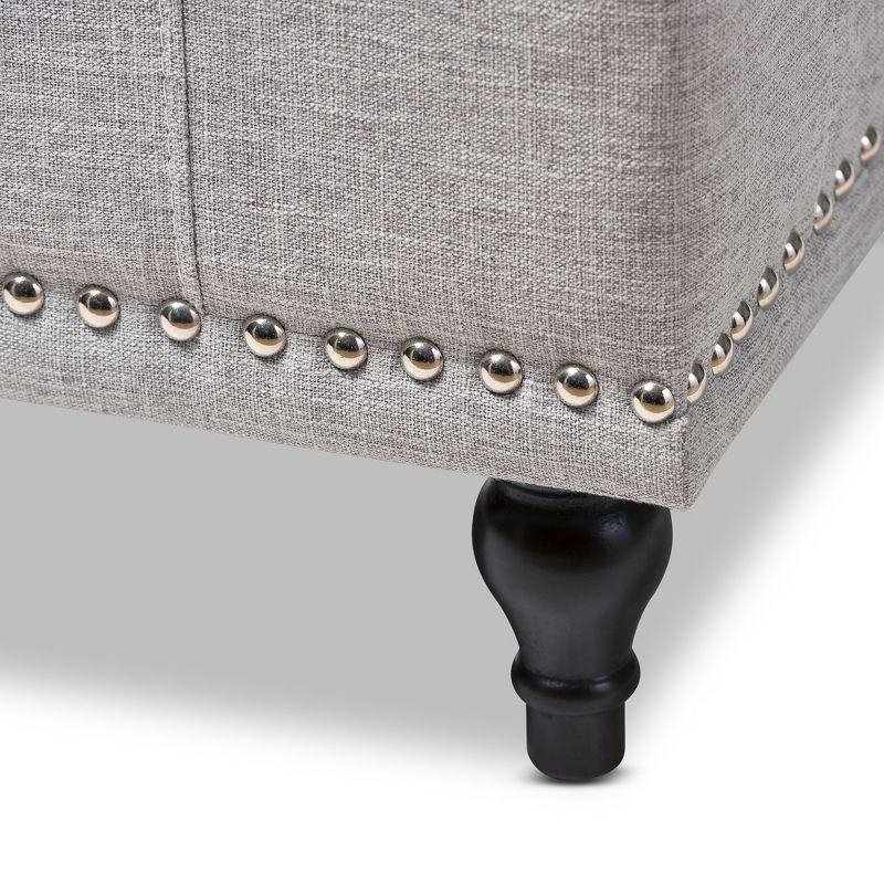 Baxton Studio Kaylee Modern Classic Fabric Upholstered Button - Tufting Storage Ottoman Bench - Grayish Beige: End of Bed, Rectangular Shape