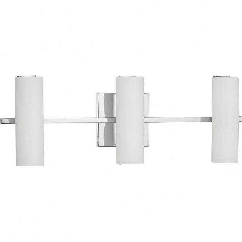 Progress Lighting Colonnade 3-Light Bath, Brushed Nickel, Tubular Etched Glass Shade