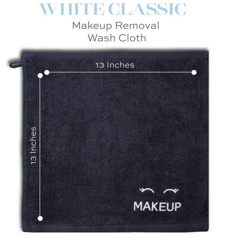 Luxury Hotel Collection Black Makeup Removal Washcloths Bleach Safe | Set of 6 | 13x13